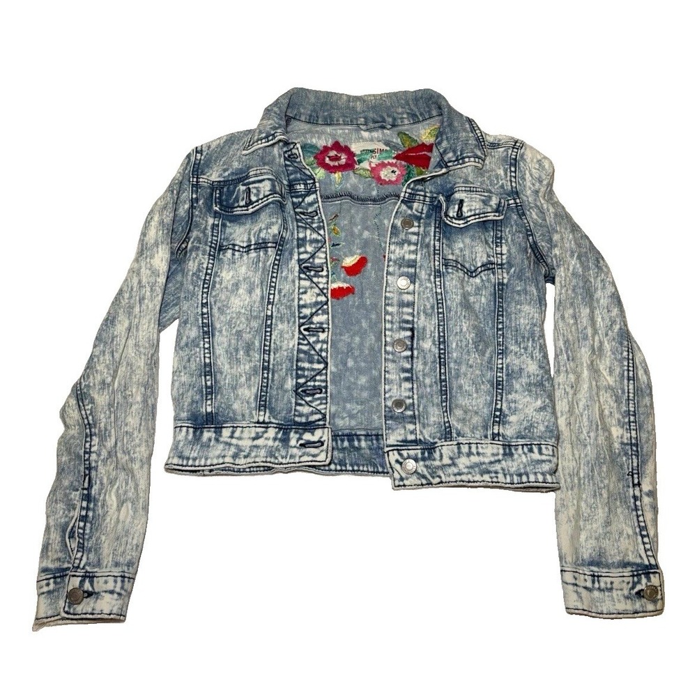 Vintage Mossimo Supply Co. Denim Embroidered Floral Jacket, Size M